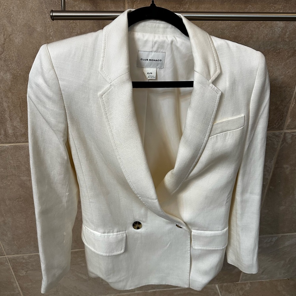 Club Monaco Women's Cream/White/Ivory  Double-Breasted Blazer Size XS/TP